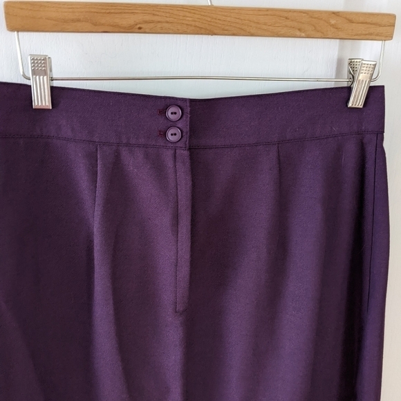 VINTAGE Lana Lee purple burgundy pleated midi skirt size Medium Large @A9 - Picture 8 of 9